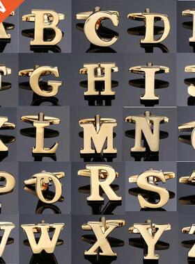 DY New high quality gold letters A-Z name Cufflinks men Fren