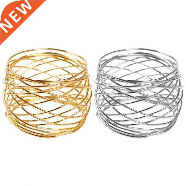 1Pc Wide Round Gold Napkin Rings Metal Cross Hollow Sliver