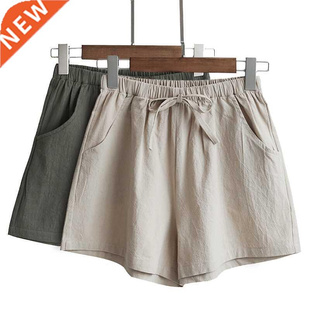 Cotton Linen Shorts Woman Basic Short Pants Mini Trousers Tr