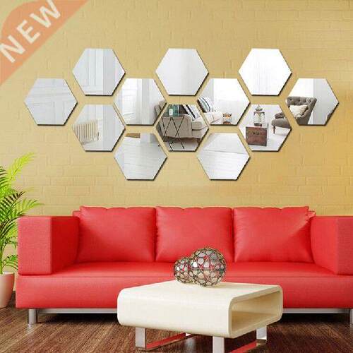 12PCs/Set DIY 3D Mirror Wall Stickers Hexagon Home Decor