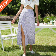 Female Casual Beach Split Skirts Summer Women High Waist Flo