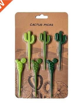 K1MF Kotak Bento Garpu Buah Makanan Bentuk Kaktus Lucu