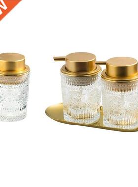 European Soap Dispenser Glass 3D Relief Design for Counterto