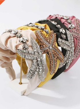 Sea Starfsh Headband Har Accessores Satn wth Glass Rhn