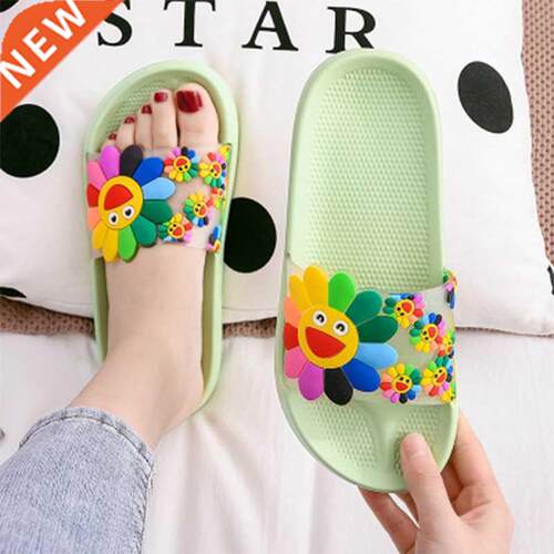 2020 Women Beach Slippers Women's Rainbow Colors Woman Cute