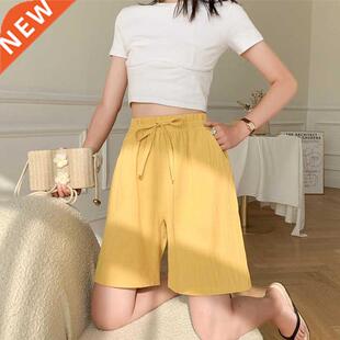 Women shorts 2021 Summer Casual Solid Cotton Linen shorts hi