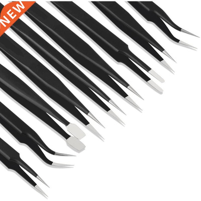 9pcs ESD Tweezer Set Anti-static Stainless steel Tweezers No