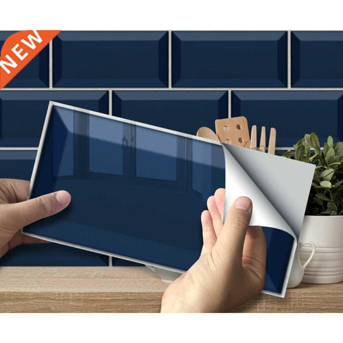 9PCS 3D Simple Navy Blue PVC Wall Stickers Wallpaper Bedroom