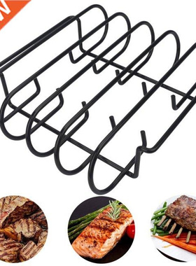 Large BBQ Rib Rack Holds 4 Ribs Chicken Beef Grill Stand Gri