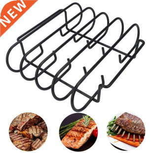 Large BBQ Rib Rack Holds 4 Ribs Chicken Beef Grill Stand Gri