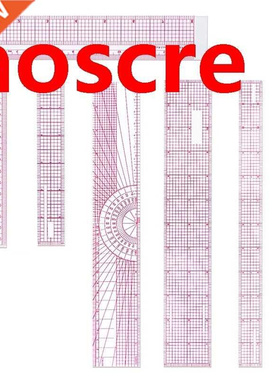 6 Pcs Beveled Transparent Ruler Plastic French Metric Ruler