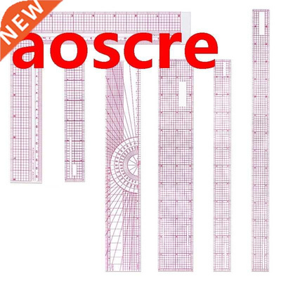 6 Pcs Beveled Transparent Ruler Plastic French Metric Ruler