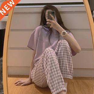 Qweek Women's Pajamas Summer Night Home Suit Pyjamas