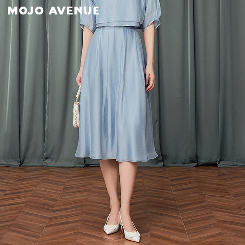 朗姿/MOJO AVENUE莫佐优雅修身飘逸高腰半身裙2025新款A字大