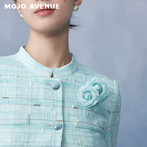 朗姿/MOJO AVENUE莫佐韩国香风薄荷绿短外套2025年春季新款薄花呢