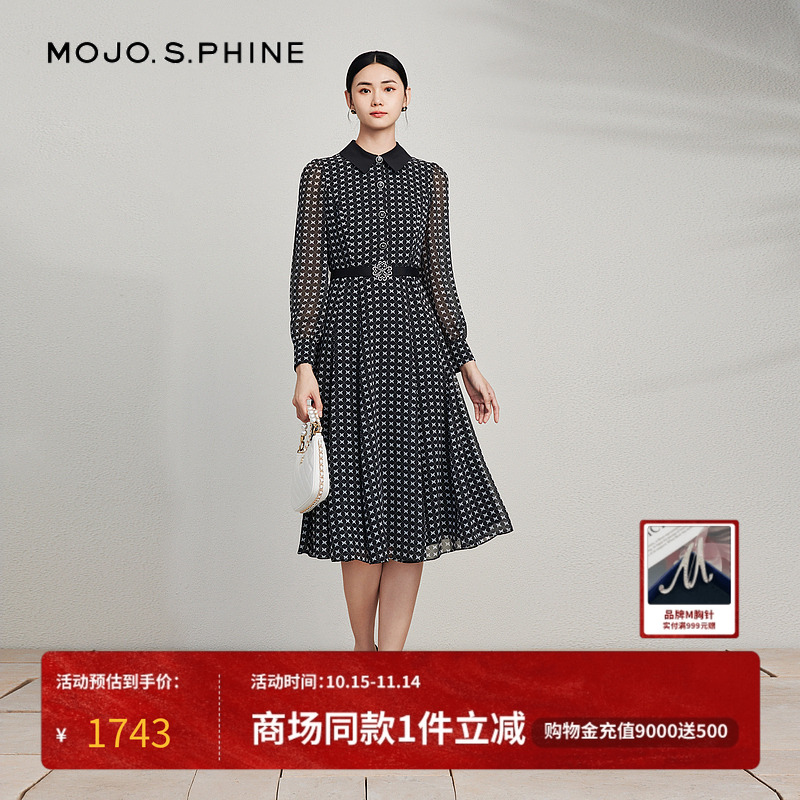 MOJO休闲印花连衣裙2024新款