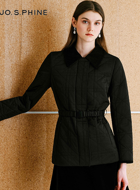 【舒心】MOJO AVENUE莫佐2025冬新款高定巴恩风棉服女气质黑色松