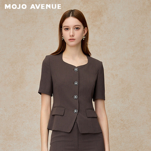 收腰短袖 2026智感通勤利落西装 短外套职场商务 MOJO夏新品 朗姿