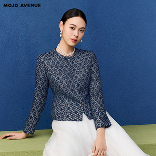 雅致老钱西装 新品 女复古老花收腰短外套 MOJO莫佐2026春季 朗姿
