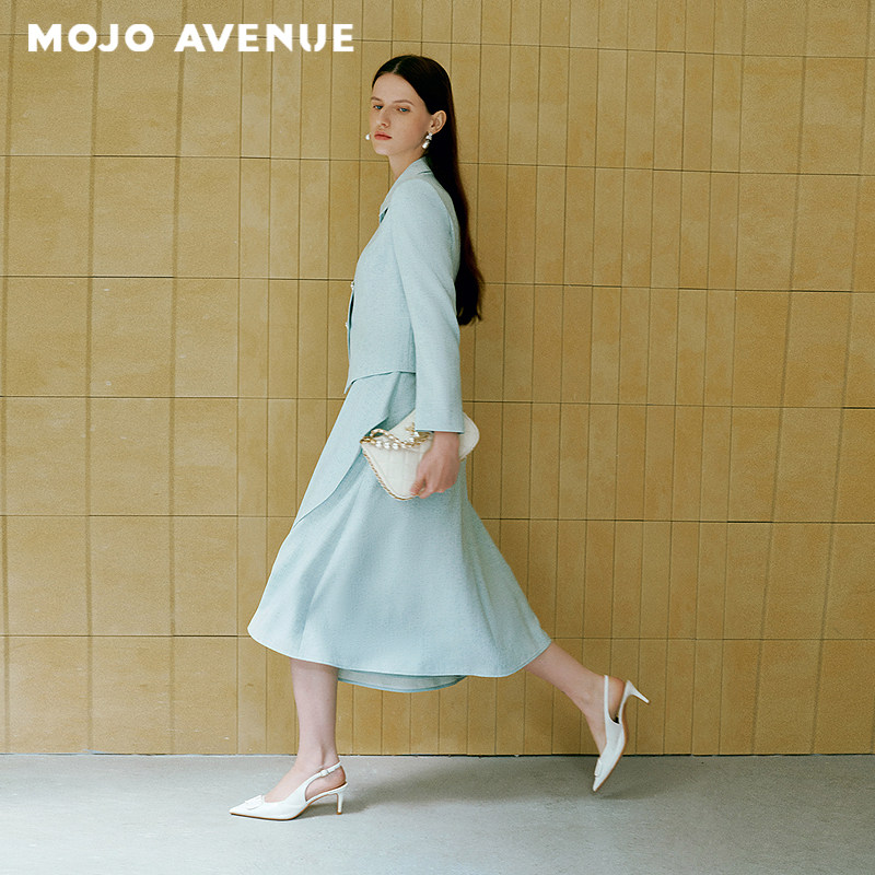 朗姿/MOJO莫佐2026春新品薄荷漫波收腰西装短外套精致名媛千金风