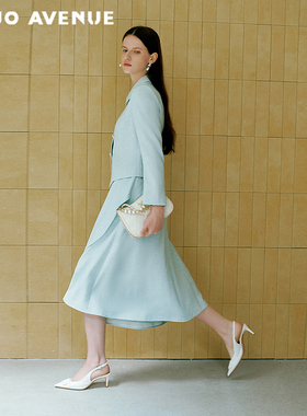 朗姿/MOJO莫佐2026春新品薄荷漫波收腰西装短外套精致名媛千金风