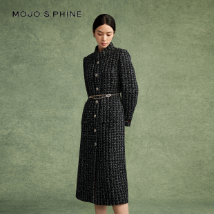 朗姿集团MOJO莫佐千金名媛意大利香风连衣裙式 羊毛大衣2024冬新款