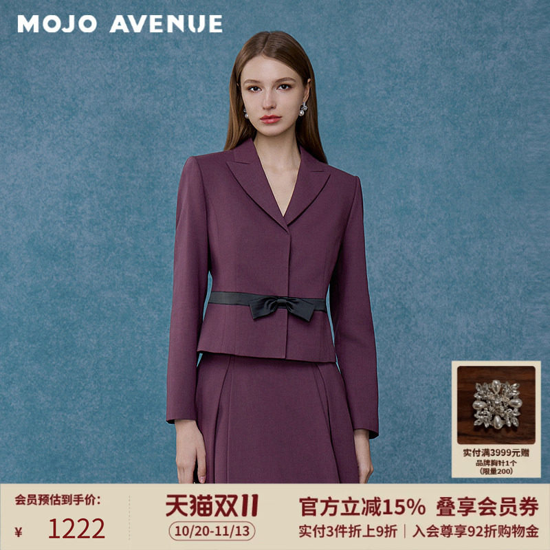 朗姿/MOJO秋新品2026姐系静奢安可拉红西装职场晚宴利落收腰外套