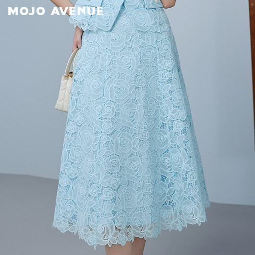 朗姿/MOJO AVENUE莫佐浪漫设计感镂空雕花时尚半身裙2025年