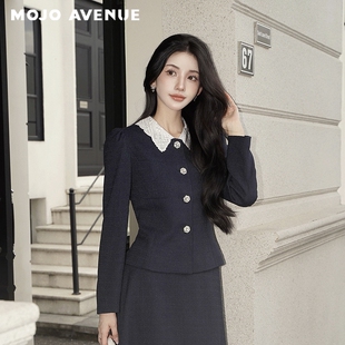 简约通勤蕾丝拼接短外套长 玛德琳法式 MOJO AVENUE莫佐2025秋新款