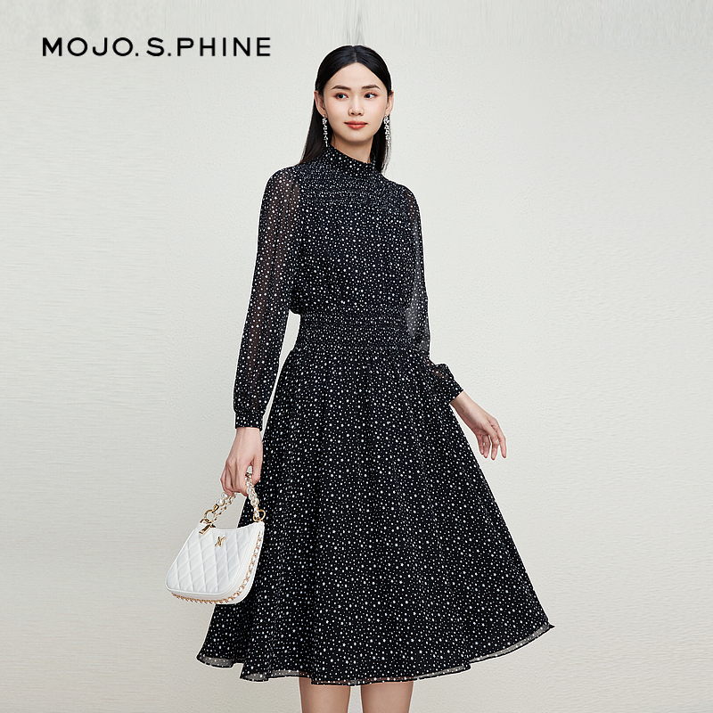 MOJO莫佐小高领雪纺衬衫