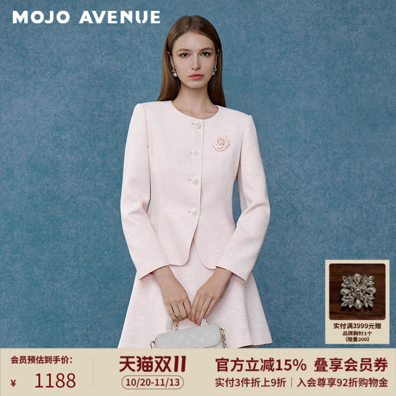 朗姿/MOJO莫佐2026秋新品优雅千金小香风西装外套通勤山茶花上衣