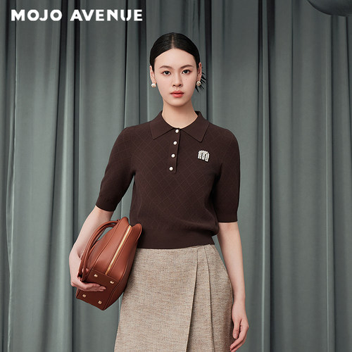 【舒心】朗姿/MOJO AVENUE莫佐2025新款POLO领针织衫女学院风减龄