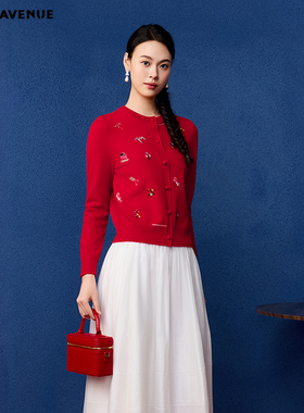 朗姿/MOJO AVENUE莫佐精致简约针织开衫2025年新款舒适亲肤百搭上