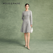 朗姿 MOJO AVENUE莫佐小香风混立体剪裁连衣裙2024年秋冬新