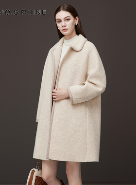 朗姿/MOJO AVENUE莫佐静奢老钱风羊毛羊绒双面呢翻领直筒大