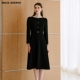 AVENUE莫佐2025新款 朗姿 MOJO 优雅气质船领连衣裙女士秋冬职场通