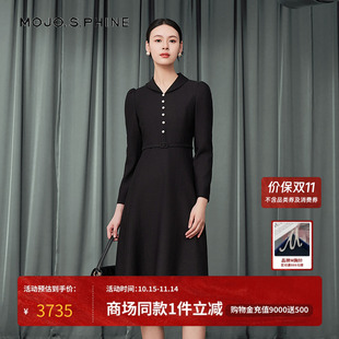 小黑裙 连衣裙黑色女士优雅珍珠扣经典 MOJO莫佐2025秋新款 极简法式