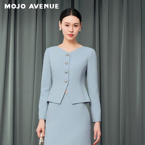 朗姿/MOJO AVENUE莫佐2025秋新款西装精致小V领收腰显瘦高级