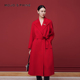 AVENUE莫佐法式 朗姿 MOJO 高级感收腰中国红品羊毛大衣中长