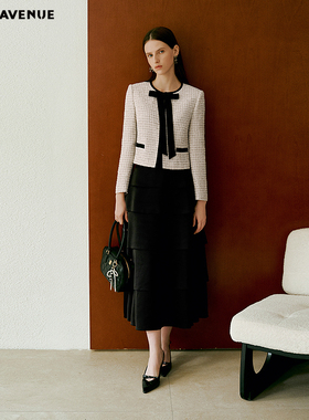 朗姿/MOJO春季新品2026轻盈优雅多层蛋糕裙女通勤晚宴半身裙黑