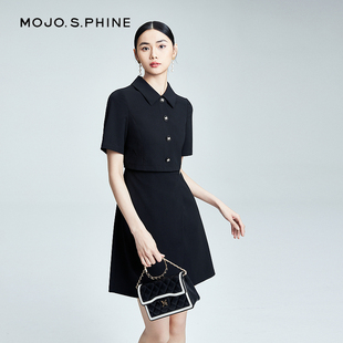 设计感A字短裙 进口面料修身 MOJO莫佐修身 收腰气质连衣裙2024新款