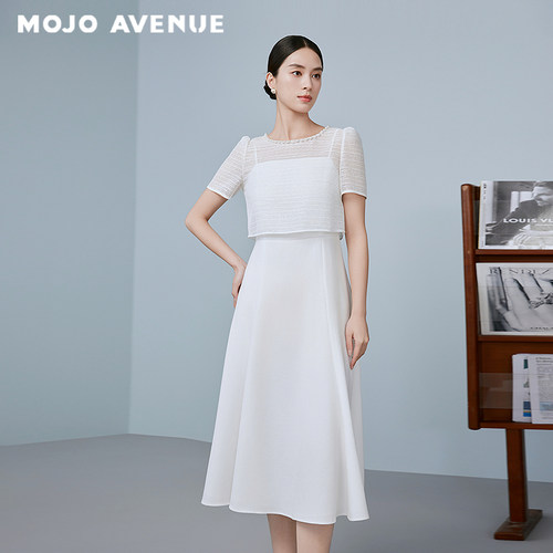朗姿/MOJO AVENUE莫佐优雅手工连衣裙2025年新款时尚轻薄高