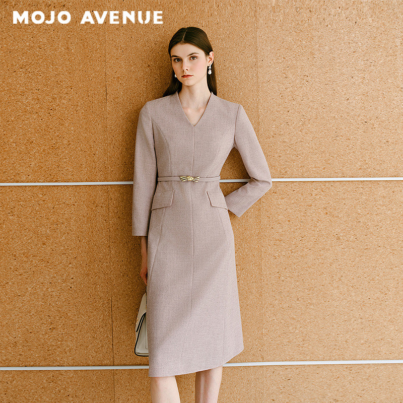 朗姿/MOJO AVENUE莫佐2025冬新款柔美干练连衣裙女时尚气质收腰职图片
