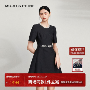 MOJO莫佐优雅气质连衣裙2024年新款 小黑裙高级设计感ALLBLACK穿搭