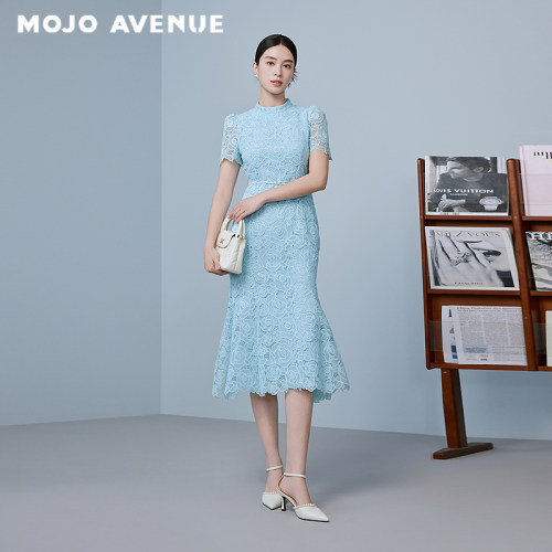 朗姿/MOJO AVENUE莫佐优雅浪漫镂空雕花连衣裙2025年新款修