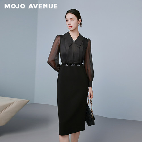 朗姿/MOJO AVENUE莫佐浪漫三醋酸千金风连衣裙2025年新款知