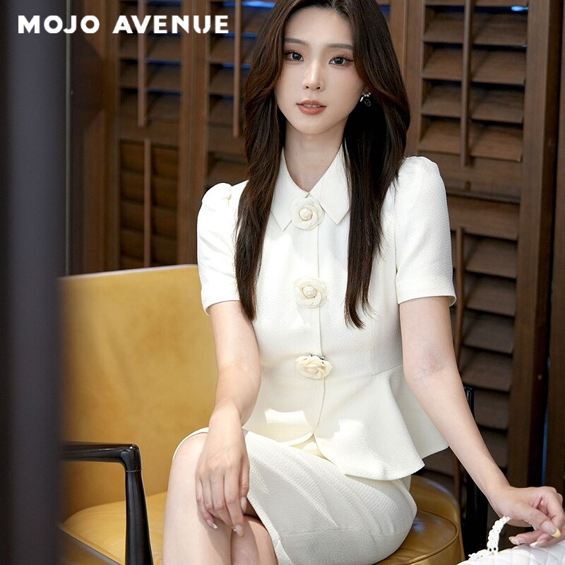 朗姿/MOJO AVENUE莫佐山茶花连衣裙2025年秋新款轻奢优雅假