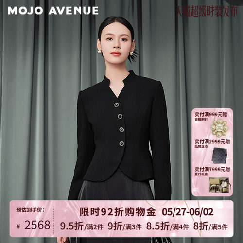 朗姿/MOJO AVENUE莫佐2025秋新款新中式羊毛短外套女精致干