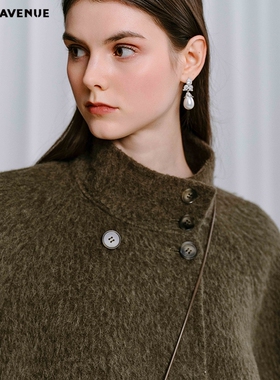 朗姿/MOJO AVENUE莫佐高智感气质羊毛大衣女秋冬烟管领时髦通勤中