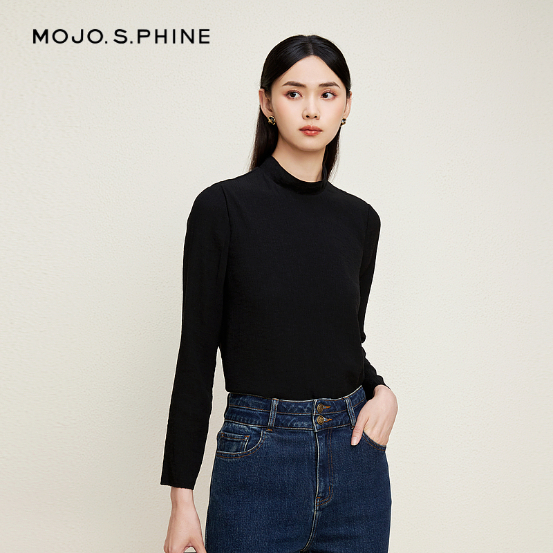 MOJO莫佐高领混纺淡雅衬衣